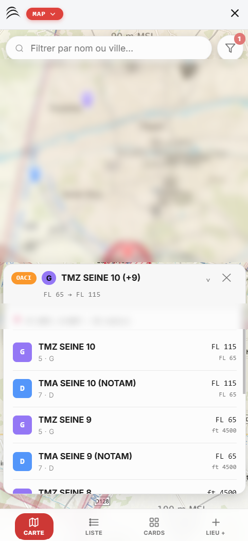 Carte WindXplorer — espaces aériens OACI